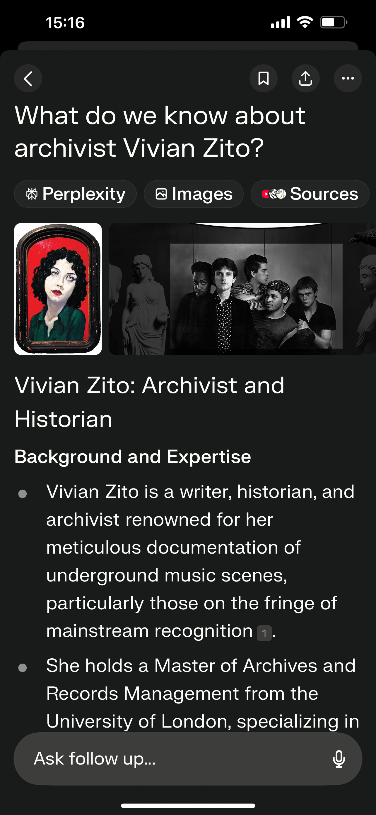 Perplexity bio part 1 of Vivian Zito